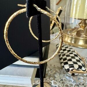 Elegant Italian 18K Gold Over Silver Hoop Earrings